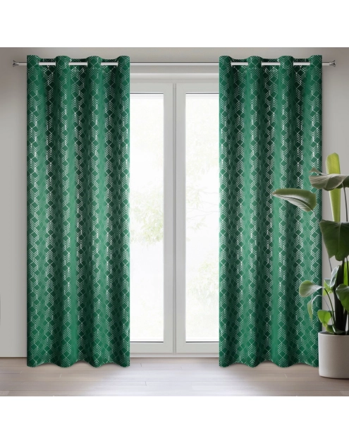 Zdjęcie: Zasłona gotowa D91 Poli 140 x 250 cm zielony EUROFIRANY