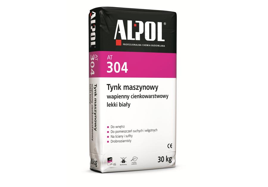 Zdjęcie: Tynk maszynowy wapienny cienkowarstwowy lekki biały 30 kg AT304 ALPOL