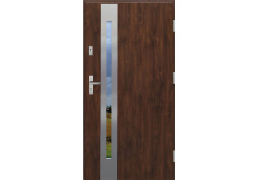 Zdjęcie: Drzwi zewnętrzne stalowo-drewniane Disting Otello 12B Orzech 80 cm prawe KR CENTER