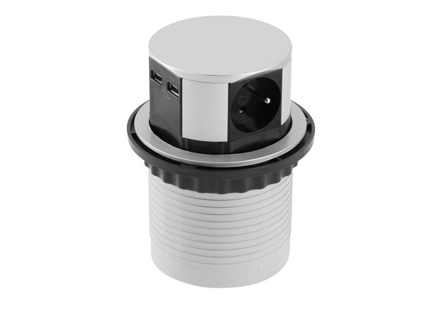 Zdjęcie: Przedłużacz biurkowy Comfort wpuszczany 100 mm 3 gniazda z uziemieniem GTV