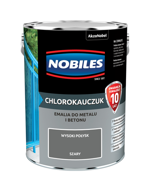 Zdjęcie: Farba emalia chlorokauczukowa 5 L szara NOBILES