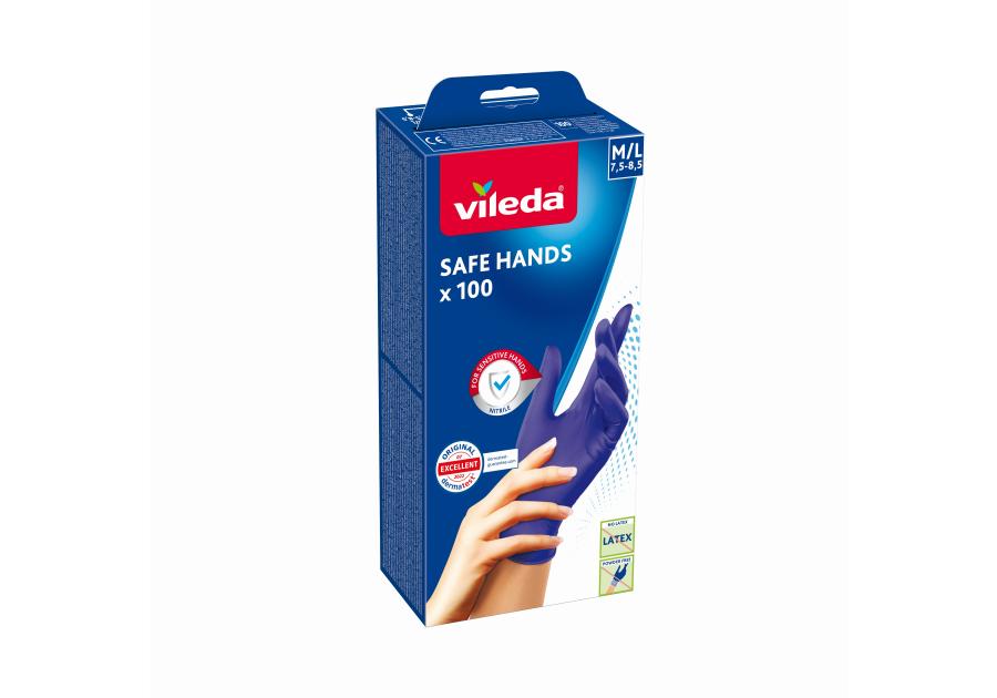 Zdjęcie: Rękawice nitrylowe Vileda Safe Hands M/L 100 sztuk VILEDA