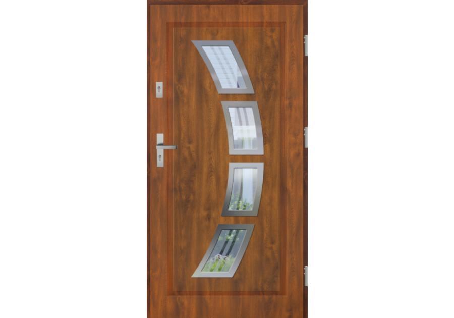 Zdjęcie: Drzwi zewnętrzne stalowo-drewniane Disting Figaro 03 Dąb złoty 90 cm prawe KR CENTER