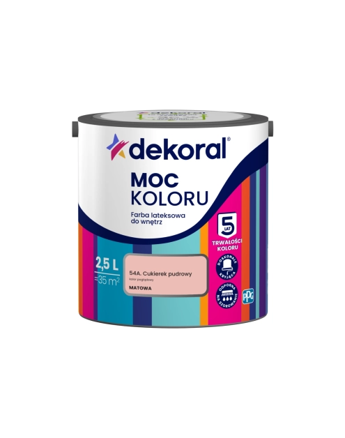 Zdjęcie: Farba lateksowa Moc Koloru Cukierek pudrowy 2,5 L DEKORAL