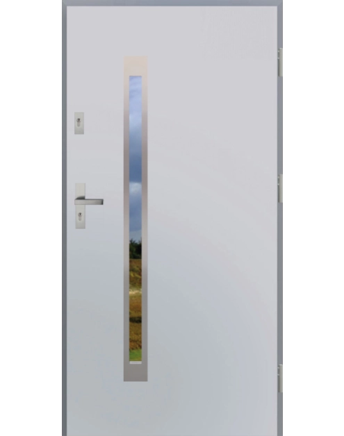 Zdjęcie: Drzwi zewnętrzne stalowo-drewniane Disting Otello 11B Biały 90 cm prawe KR CENTER