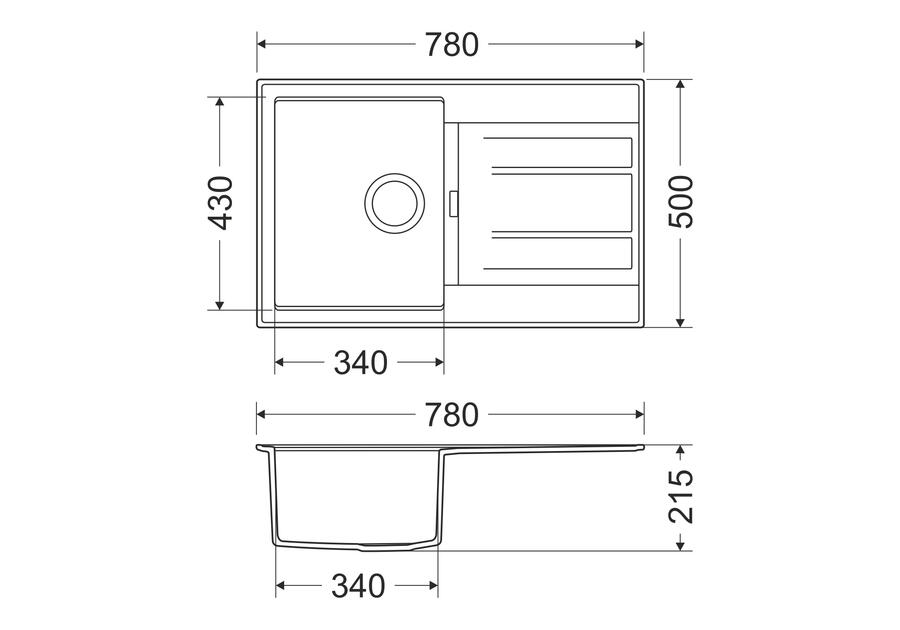 Zdjęcie: Zlewozmywak granitowy Fashion 1-komorowy z ociekaczem 78x50x21,5 cm szary z baterią MILÓ