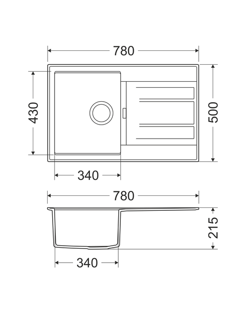 Zdjęcie: Zlewozmywak granitowy Fashion 1-komorowy z ociekaczem 78x50x21,5 cm szary z baterią MILÓ