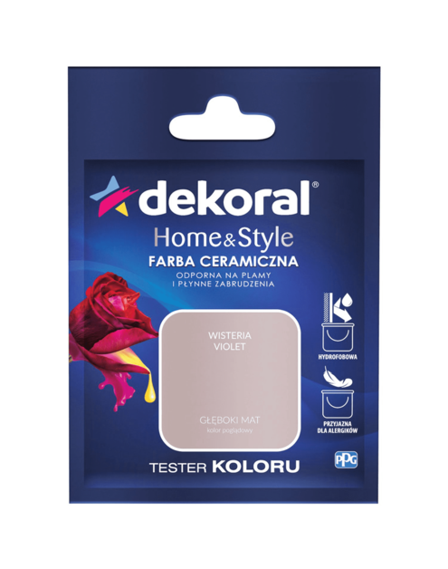 Zdjęcie: Farba ceramiczna Home&Style wisteria violet tester 0,03 L DEKORAL