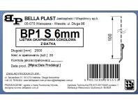Zdjęcie: Listwa okapnikowa PVC BP1 S L250 6mm do listwy startowej aluminiowej BELLA PLAST