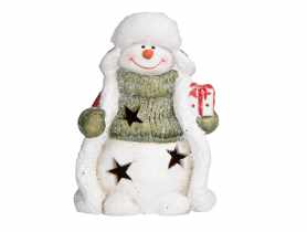 Figurka Bałwan z prezentem Led 10,5x8x15 cm ALTOMDESIGN