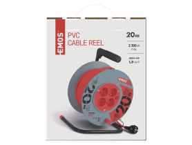 Przedłużacz zwijany 20 m, 4 gniazda, czerwony, PVC, 230 V, 1 mm2 EMOS