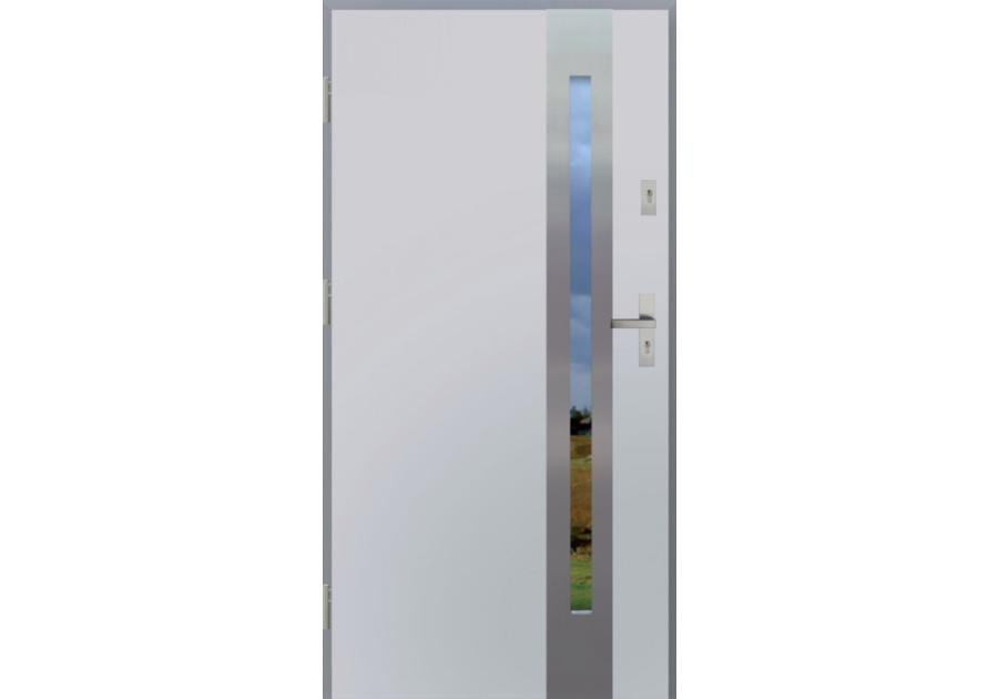 Zdjęcie: Drzwi zewnętrzne stalowo-drewniane Disting Otello 08B Biały 90 cm lewe KR CENTER
