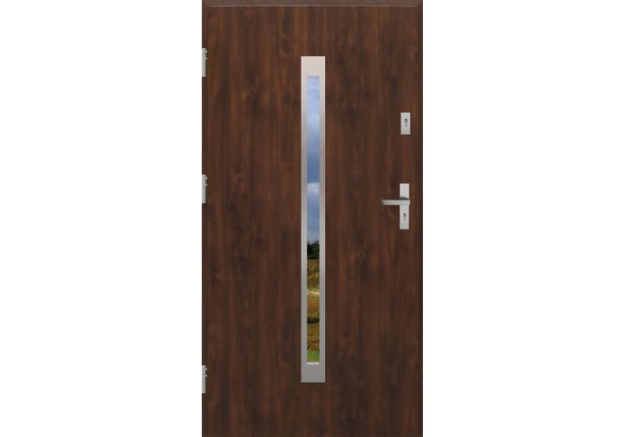 Zdjęcie: Drzwi zewnętrzne stalowo-drewniane Disting Otello 11 Orzech 90 cm lewe KR CENTER