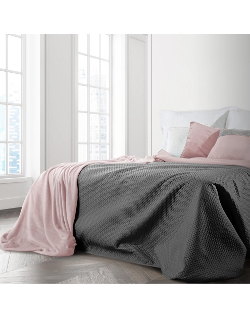 Zdjęcie: Narzuta Boni 220x240 cm stalowo-różowa EUROFIRANY