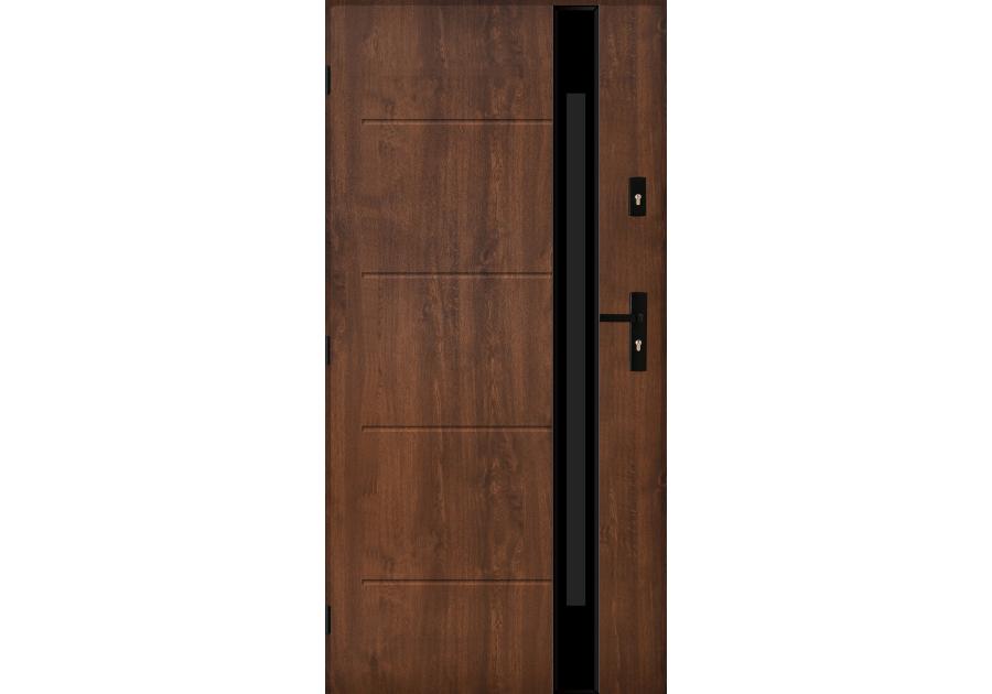 Zdjęcie: Drzwi zewnętrzne andromeda orzech 80l komplet PANTOR