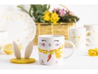 Zdjęcie: Kubek baryłka 400 ml z pokrywką silikonową uszy zająca dekoracja uśmiechnięty zajączek ALTOM DESIGN