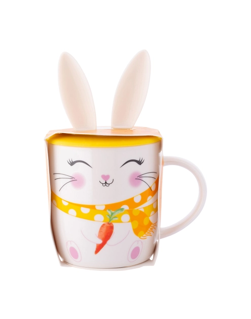 Zdjęcie: Kubek baryłka 400 ml z pokrywką silikonową uszy zająca dekoracja uśmiechnięty zajączek ALTOM DESIGN