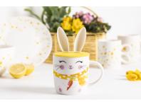 Zdjęcie: Kubek baryłka 400 ml z pokrywką silikonową uszy zająca dekoracja uśmiechnięty zajączek ALTOM DESIGN