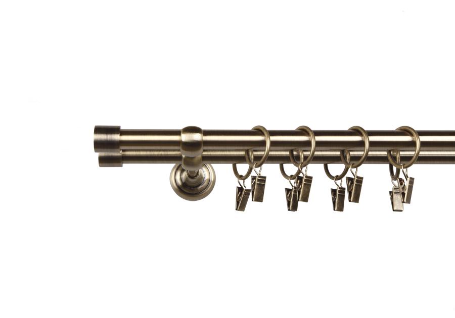 Zdjęcie: Karnisz podwójny Patti zakończenie mini 16x16 mm antyczny mosiądz 200 cm MARDOM