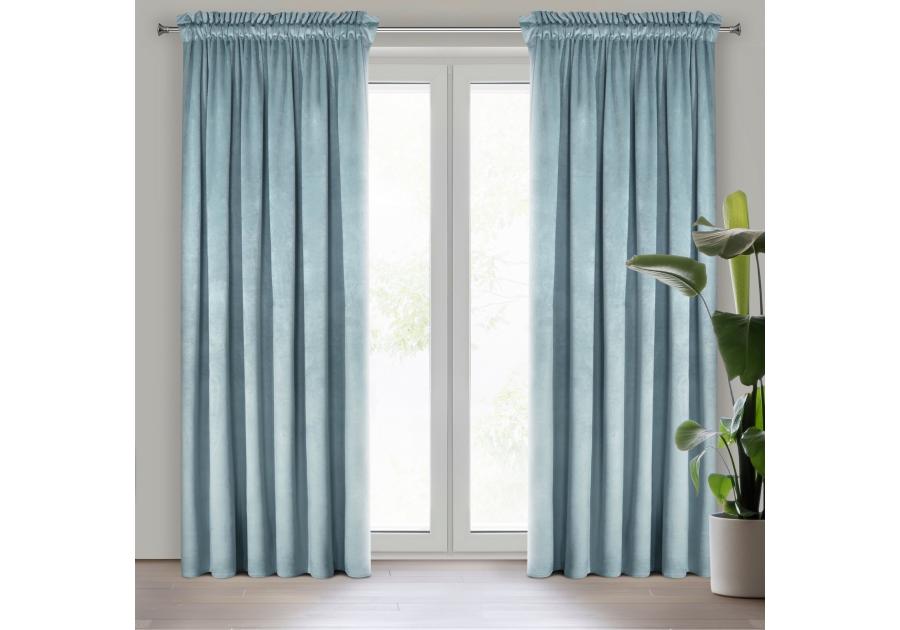 Zdjęcie: Zasłona gotowa D91 Rosa na taśmie 140 x 270 cm morski EUROFIRANY