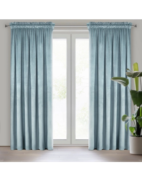 Zdjęcie: Zasłona gotowa D91 Rosa na taśmie 140 x 270 cm morski EUROFIRANY