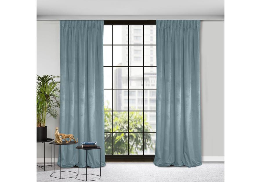 Zdjęcie: Zasłona gotowa D91 Rosa na taśmie 140 x 270 cm morski EUROFIRANY