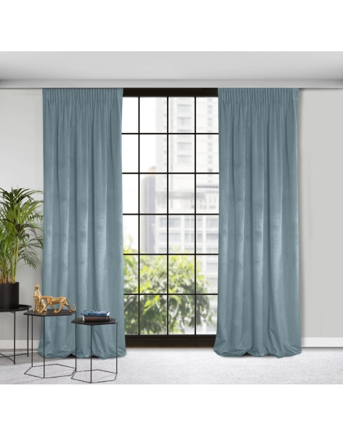 Zdjęcie: Zasłona gotowa D91 Rosa na taśmie 140 x 270 cm morski EUROFIRANY