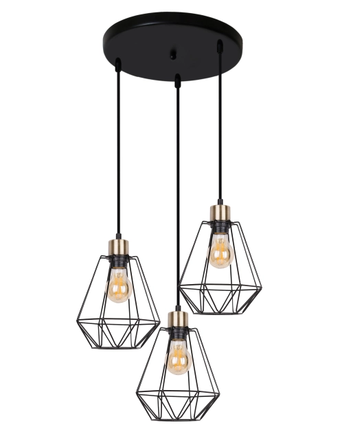 Zdjęcie: Lampa wisząca Primo talezr czarny + złoty 3x60 W E27 klosz czarny CANDELLUX