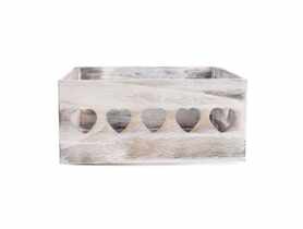 Skrzynka drewniana z wyciętymi sercami 25x25x12 cm TIN TOURS