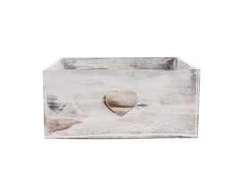 Skrzynka drewniana z wyciętymi sercami 25x25x12 cm TIN TOURS