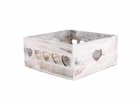 Skrzynka drewniana z wyciętymi sercami 25x25x12 cm TIN TOURS