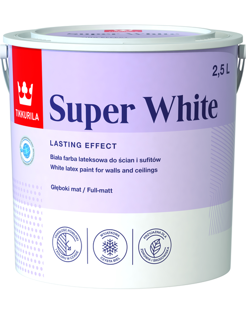 Zdjęcie: Farba lateksowa Super White 2,5 L TIKKURILA