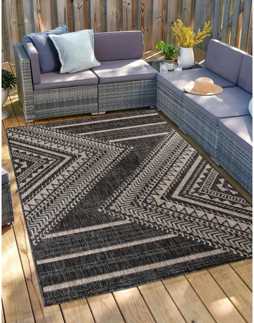 Zdjęcie: Dywan outdoor black aztec 120x170 cm Peru INDAVO