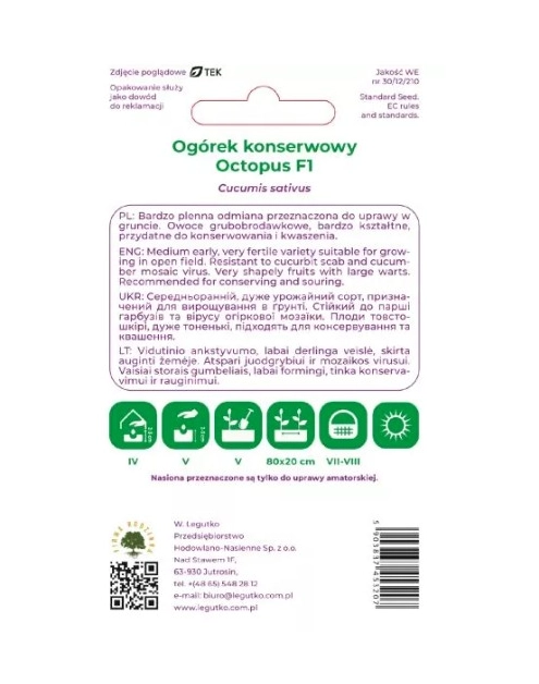 Zdjęcie: Ogórek Octopus F1 1,5 g W.LEGUTKO