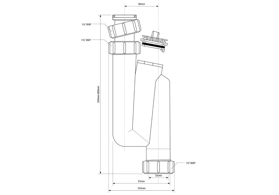 Zdjęcie: Syfon umywalkowy rurowy pionowy 1.1/4x32 mm z rewizją bez spustu MCALPINE