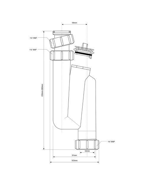 Zdjęcie: Syfon umywalkowy rurowy pionowy 1.1/4x32 mm z rewizją bez spustu MCALPINE