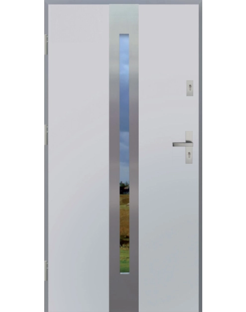 Zdjęcie: Drzwi zewnętrzne stalowo-drewniane Disting Otello 08 Biały 90 cm lewe KR CENTER