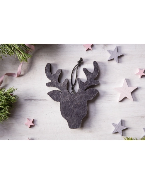 Zdjęcie: Zawieszka Renifer drewniany z welurowym frontem  19x14,5 cm szary ALTOMDESIGN