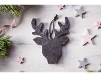 Zdjęcie: Zawieszka Renifer drewniany z welurowym frontem  19x14,5 cm szary ALTOMDESIGN