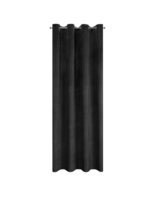 Zdjęcie: Zasłona Victoria 140x250 cm czarna na przelotkach EUROFIRANY