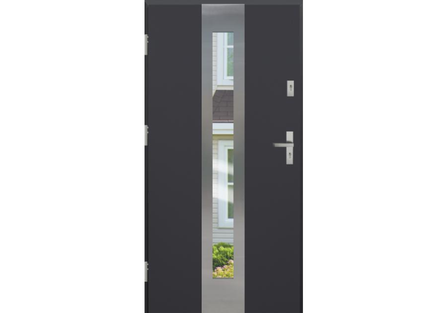 Zdjęcie: Drzwi zewnętrzne stalowo-drewniane Disting Otello 05 Antracyt 100 cm lewe KR CENTER