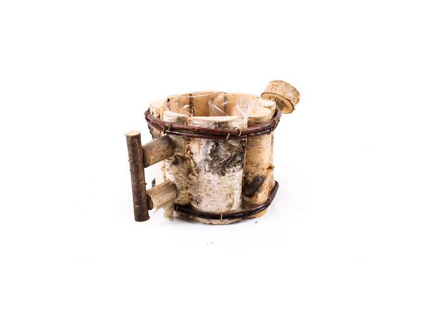 Zdjęcie: Doniczka z brzozy w kształcie konewki z folią 32x17x12 cm TIN TOURS