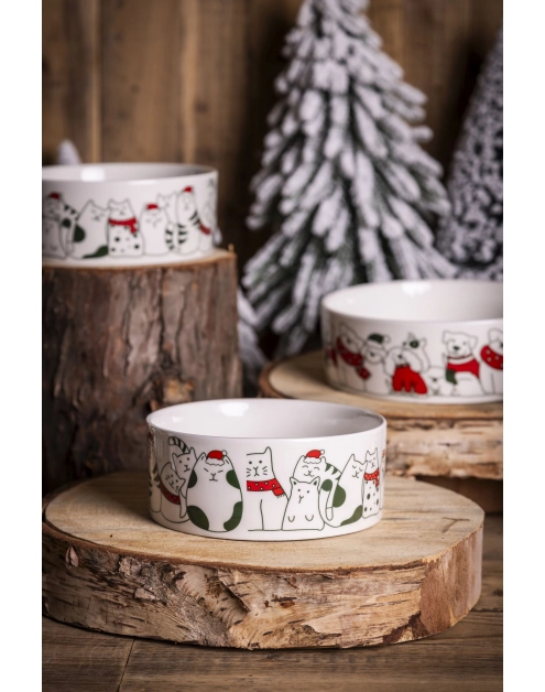 Zdjęcie: Miska dla kota 12x5 cm 330 ml dekoracja xmas cats B ALTOM DESIGN
