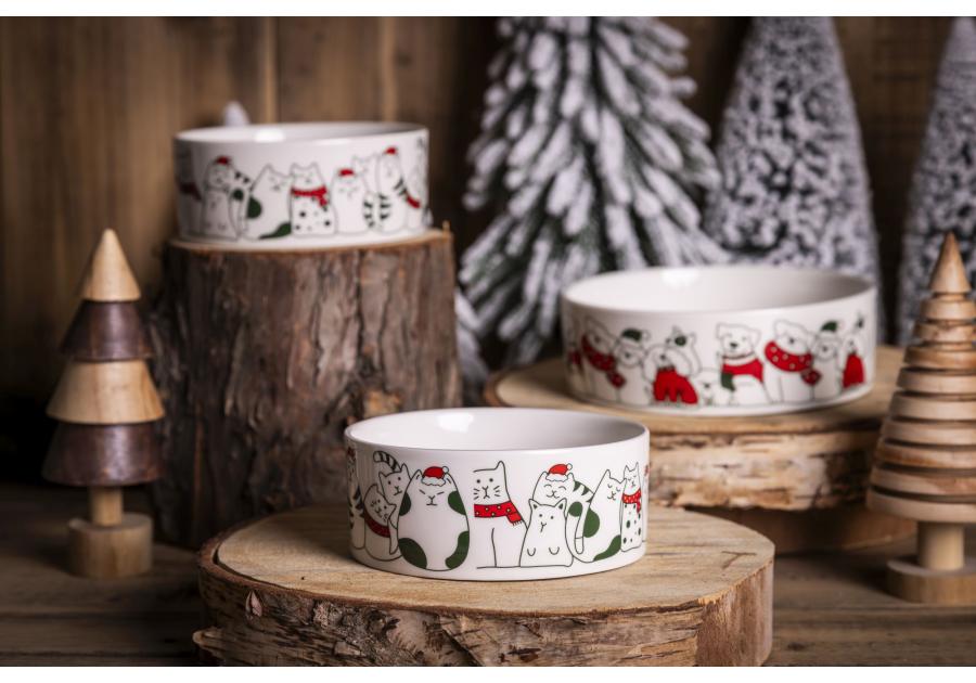 Zdjęcie: Miska dla kota 12x5 cm 330 ml dekoracja xmas cats B ALTOM DESIGN