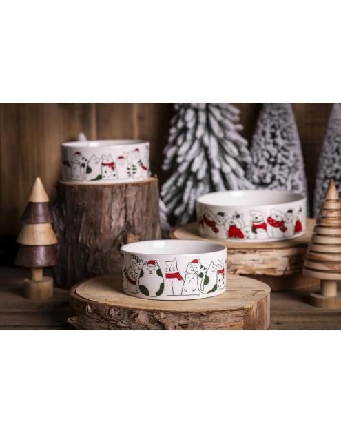 Zdjęcie: Miska dla kota 12x5 cm 330 ml dekoracja xmas cats B ALTOM DESIGN