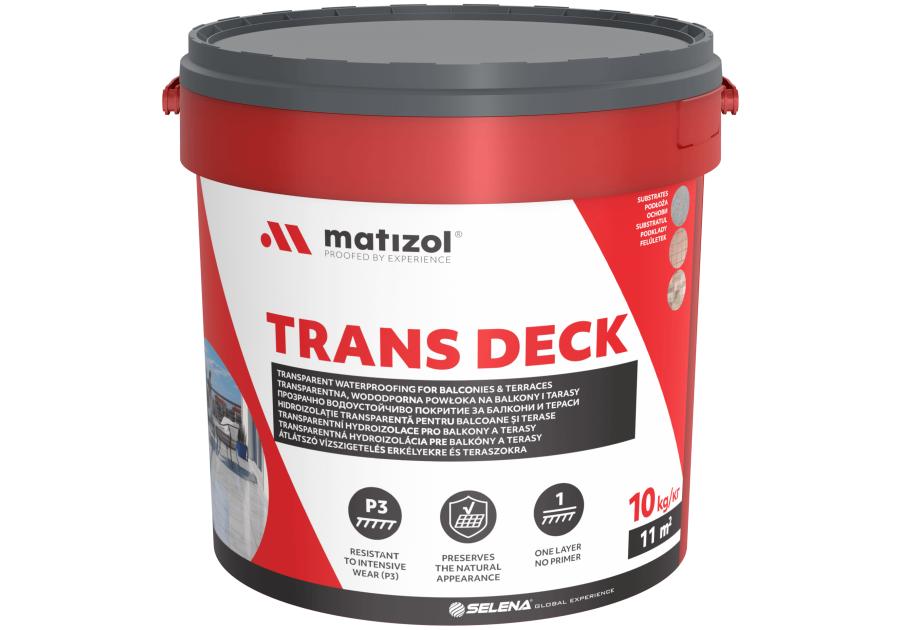 Zdjęcie: Powłoka na balkony i tarasy transparentna, wodoodporna Trans Deck 10 kg MATIZOL