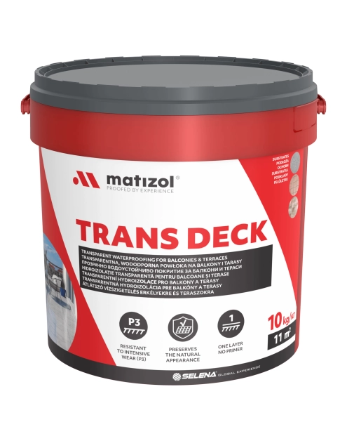 Zdjęcie: Powłoka na balkony i tarasy transparentna, wodoodporna Trans Deck 10 kg MATIZOL