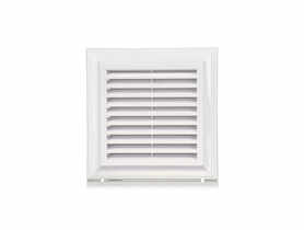 Kratka wentylacyjna 180x180 mm z siatką i kołnierzem prostokątnym 138x138 mm biała VENTIKA