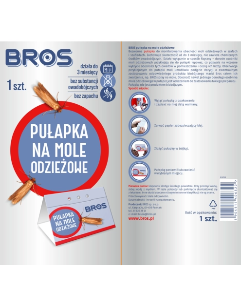 Zdjęcie: Pułapka feromonowa na mole odzieżowe BROS