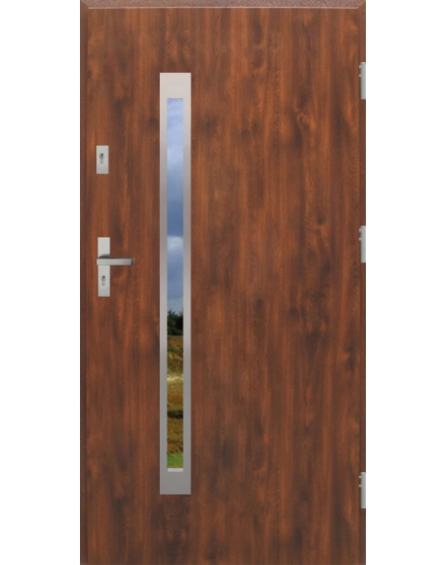 Zdjęcie: Drzwi zewnętrzne stalowo-drewniane Disting Otello 11B Dąb złoty 80 cm prawe KR CENTER